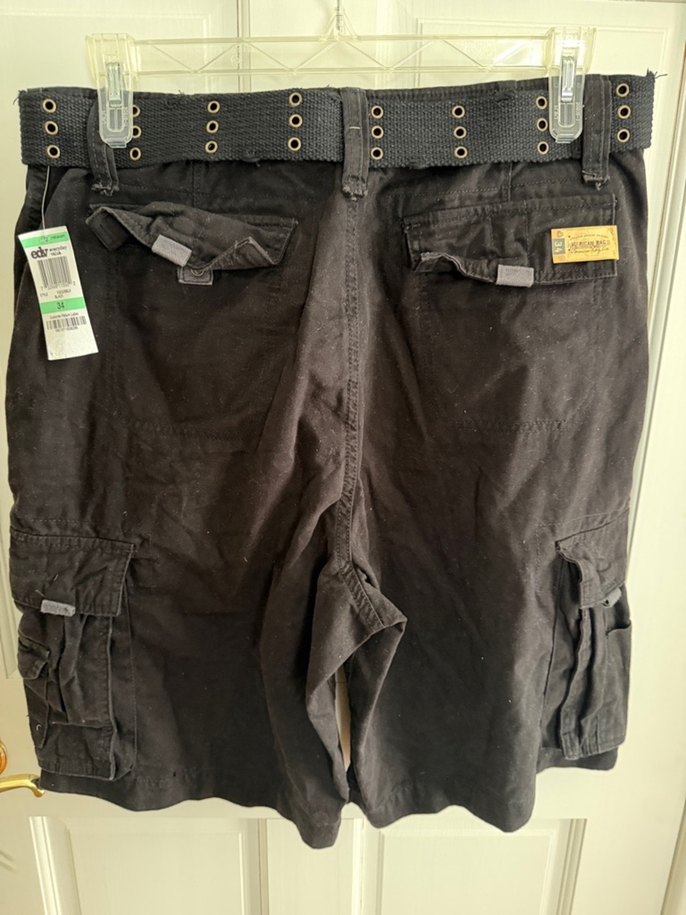 NWT Mens AMERICAN RAG Cargo Shorts Black Size 34 with Destructed Belt - Picture 8 of 13